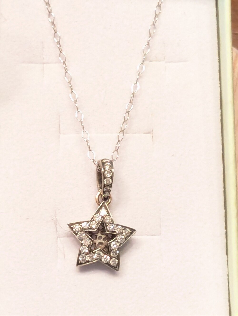 Sterling Silver Pave White Sapphire Star Pendant Necklace